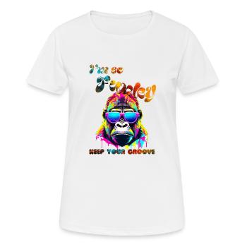I'm so Funky. keep your groove. Gorille - T-shirt respirant Femme - blanc - Devant - AI Model Female 172 dark (172cm)
