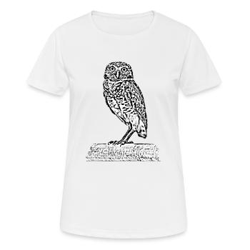 Die Eule - Frauen T-Shirt atmungsaktiv - Weiß - Vorne - AI Model Female 172 dark (172cm)