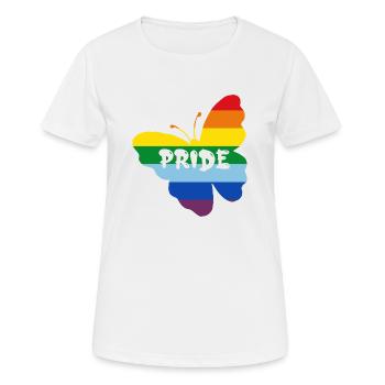Regenbogenfahne Schmetterling - Frauen T-Shirt atmungsaktiv - Weiß - Vorne - AI Model Female 172 dark (172cm)
