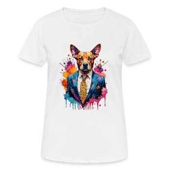 Hund im Anzug - Frauen T-Shirt atmungsaktiv - Weiß - Vorne - AI Model Female 172 dark (172cm)