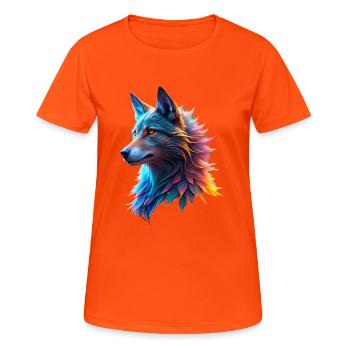 Fantasy Wolfskopf - Frauen T-Shirt atmungsaktiv - Neonorange - Vorne - AI Model Female 172 dark (172cm)