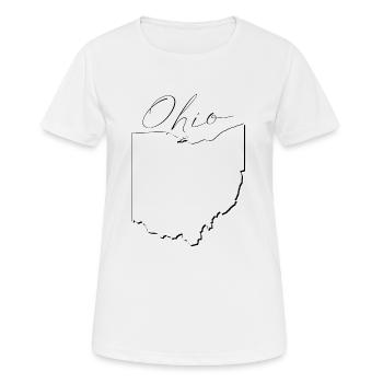 Ohio (United States) | Map | Shadow Script - Women's Breathable T-Shirt - white - Front - AI Model Female 172 dark (172cm)