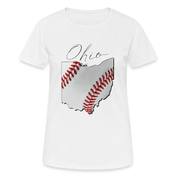 Ohio (États-Unis) | Vrai baseball | Script de carte - T-shirt respirant Femme - blanc - Devant - AI Model Female 172 dark (172cm)