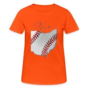 Ohio (United States) | real baseball | Map Script - Women's Breathable T-Shirt - neon orange - Front - AI Model Female 172 dark (172cm)