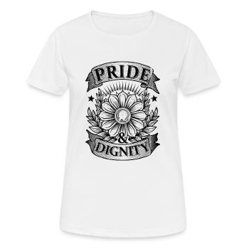 Dignité et fierté Tournesol rétro et police Serif - T-shirt respirant Femme - blanc - Devant - AI Model Female 172 dark (172cm)