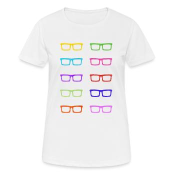 Colourful Glasses - Women's Breathable T-Shirt - white - Front - AI Model Female 172 dark (172cm)