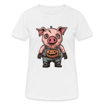Schwein Halloween Lustig Zombie - Frauen T-Shirt atmungsaktiv - Weiß - Vorne - AI Model Female 172 dark (172cm)
