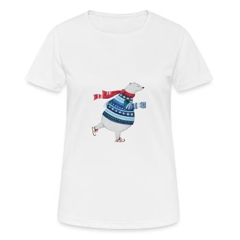 Schlittschuh laufen - Frauen T-Shirt atmungsaktiv - Weiß - Vorne - AI Model Female 172 dark (172cm)