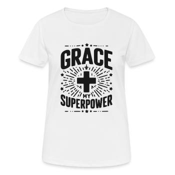 Gnade meine Superkraft - Frauen T-Shirt atmungsaktiv - Weiß - Vorne - AI Model Female 172 dark (172cm)