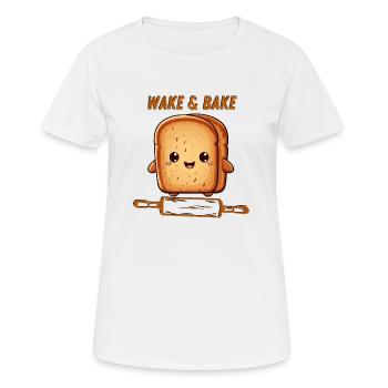 wake bake - Women's Breathable T-Shirt - white - Front - AI Model Female 172 dark (172cm)