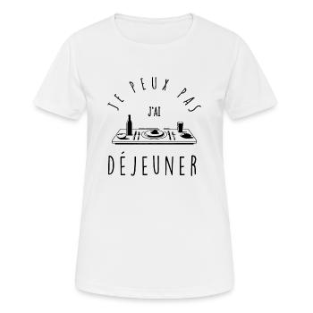Je peux pas, j'ai déjeuner. - T-shirt respirant Femme - blanc - Devant - AI Model Female 172 dark (172cm)