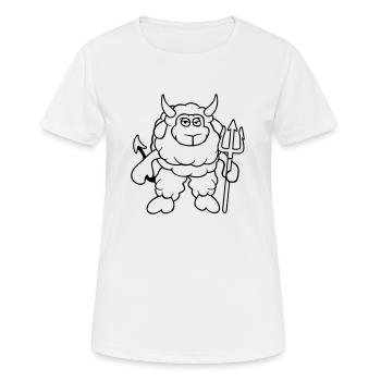 Mouton Diable Satan Enfer Mal Trident Cornes Cool - T-shirt respirant Femme - blanc - Devant - AI Model Female 172 dark (172cm)