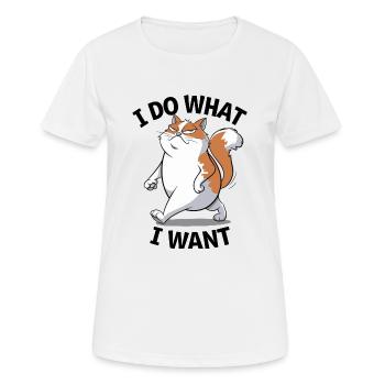 Selbstbewusste Katze: Ich mache, was ich will - Frauen T-Shirt atmungsaktiv - Weiß - Vorne - AI Model Female 172 dark (172cm)