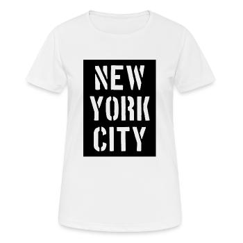 New York City - NYC - Manhattan - Brooklyn - Bronx - T-shirt respirant Femme - blanc - Devant - AI Model Female 172 dark (172cm)