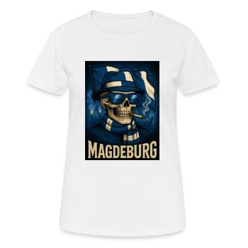 Magdeburg Ultras Skeleton Magdeburg Boys - Women's Breathable T-Shirt - white - Front - AI Model Female 172 dark (172cm)