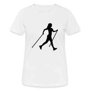 Nordic Walking - Frauen T-Shirt atmungsaktiv - Weiß - Vorne - AI Model Female 172 dark (172cm)