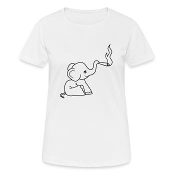 bekiffter elefant kiffen joint stoned weed cannabi - Frauen T-Shirt atmungsaktiv - Weiß - Vorne - AI Model Female 172 dark (172cm)