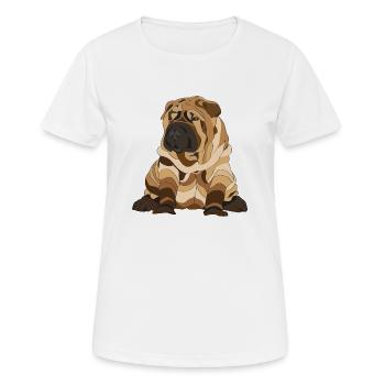 Chien de pli chinois Shar pei - T-shirt respirant Femme - blanc - Devant - AI Model Female 172 dark (172cm)