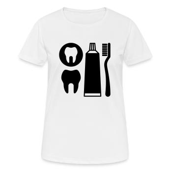 Zahnpflege - Frauen T-Shirt atmungsaktiv - Weiß - Vorne - AI Model Female 172 dark (172cm)