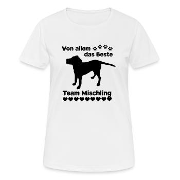 Mischlingshund T-Shirt Team Mischling - Frauen T-Shirt atmungsaktiv - Weiß - Vorne - AI Model Female 172 dark (172cm)