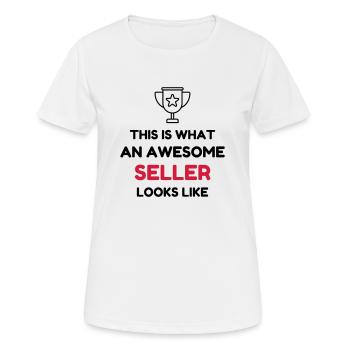 Vendeur / Vendeuse / Magasin / Métier / Job - T-shirt respirant Femme - blanc - Devant - AI Model Female 172 dark (172cm)