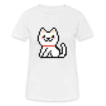 8-BIT WHITE CAT - Women's Breathable T-Shirt - white - Front - AI Model Female 172 dark (172cm)