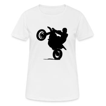 Supermoto - Frauen T-Shirt atmungsaktiv - Weiß - Vorne - AI Model Female 172 dark (172cm)