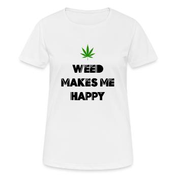weed macht mich glücklich Cannabis Marihuana - Frauen T-Shirt atmungsaktiv - Weiß - Vorne - AI Model Female 172 dark (172cm)