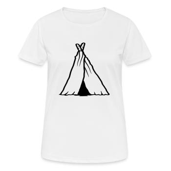 Hobby zelten Primitives Zelt - Frauen T-Shirt atmungsaktiv - Weiß - Vorne - AI Model Female 172 dark (172cm)