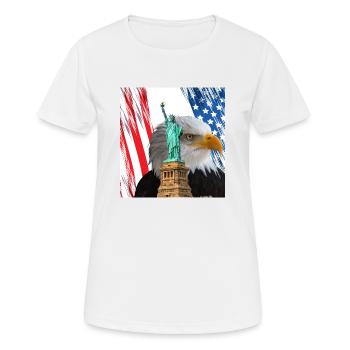 États-Unis, Statue de la Liberté et Aigle. - T-shirt respirant Femme - blanc - Devant - AI Model Female 172 dark (172cm)