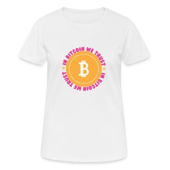 Dans Bitcoin We Trust - T-shirt respirant Femme - blanc - Devant - AI Model Female 172 dark (172cm)