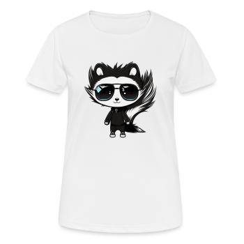 Skunk skunk avec des lunettes de soleil fraîches en noir - T-shirt respirant Femme - blanc - Devant - AI Model Female 172 dark (172cm)