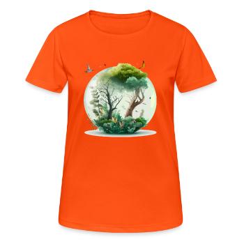 La forêt miniature - T-shirt respirant Femme - orange néon - Devant - AI Model Female 172 dark (172cm)