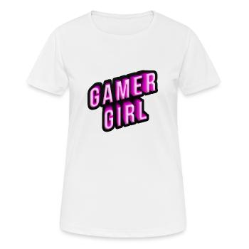 gamer girl pink 3d effekt - Frauen T-Shirt atmungsaktiv - Weiß - Vorne - AI Model Female 172 dark (172cm)