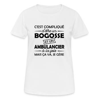 bogosse et ambulancier / cadeau ambulancier - T-shirt respirant Femme - blanc - Devant - AI Model Female 172 dark (172cm)