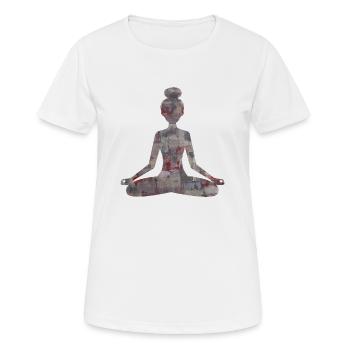 Meditierende Frau in rotem Farbverlauf - Frauen T-Shirt atmungsaktiv - Weiß - Vorne - AI Model Female 172 dark (172cm)