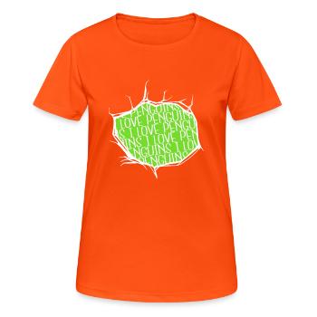 Clumpsy Dancing Penguin Fun Cadeau d’anniversaire - T-shirt respirant Femme - orange néon - Devant - AI Model Female 172 dark (172cm)