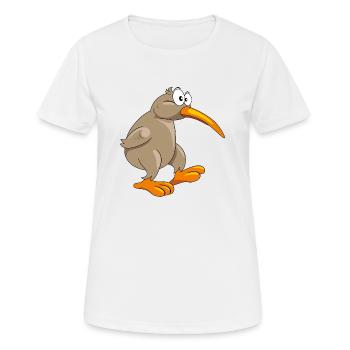 Nachdenklicher lustiger Kiwi-Vogel - Frauen T-Shirt atmungsaktiv - Weiß - Vorne - AI Model Female 172 dark (172cm)