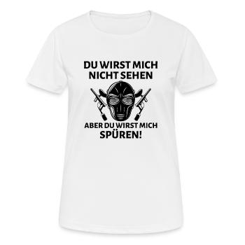 Paintball Airsoft - Frauen T-Shirt atmungsaktiv - Weiß - Vorne - AI Model Female 172 dark (172cm)