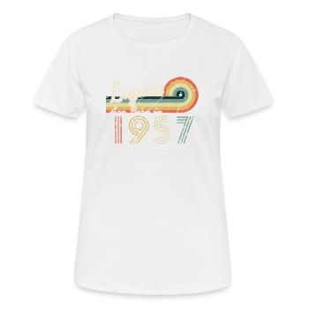 1957 Legenden werden 1957 geboren | Weinlese!! - Frauen T-Shirt atmungsaktiv - Weiß - Vorne - AI Model Female 172 dark (172cm)
