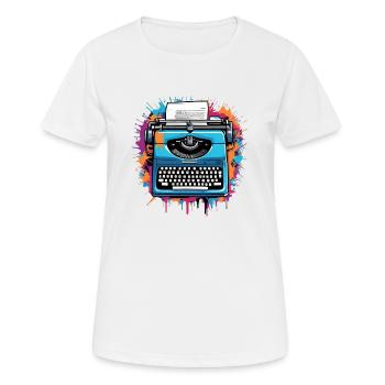 Machine à écrire Auteur - T-shirt respirant Femme - blanc - Devant - AI Model Female 172 dark (172cm)