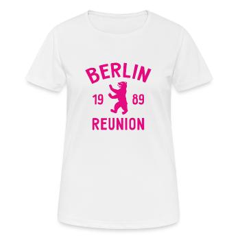 Berlin - 1989 - Reunion - Berliner Bär - Frauen T-Shirt atmungsaktiv - Weiß - Vorne - AI Model Female 172 dark (172cm)