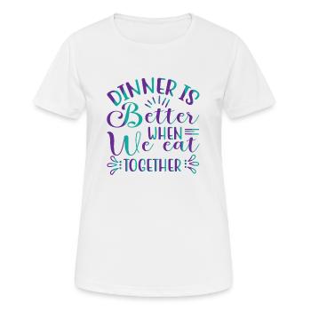 Nous mangeons ensemble - T-shirt respirant Femme - blanc - Devant - AI Model Female 172 dark (172cm)