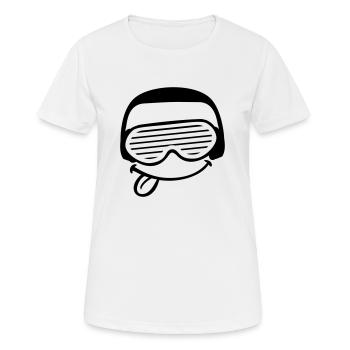 DJ Fun Face Sticks Tongue Out Party Music Fun - Women's Breathable T-Shirt - white - Front - AI Model Female 172 dark (172cm)