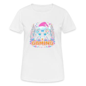Manette de jeu de Noël - T-shirt respirant Femme - blanc - Devant - AI Model Female 172 dark (172cm)