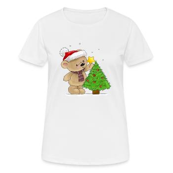 Bear decorates Christmas tree - Women's Breathable T-Shirt - white - Front - AI Model Female 172 dark (172cm)