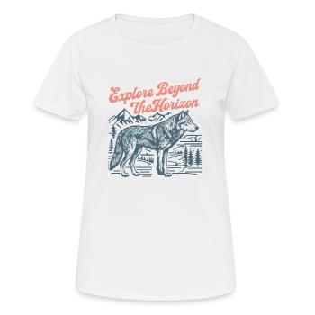 Erkunden Sie hinter dem Horizont - Frauen T-Shirt atmungsaktiv - Weiß - Vorne - AI Model Female 172 dark (172cm)