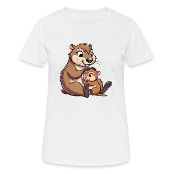 Kapibara spielt mit Kind - Frauen T-Shirt atmungsaktiv - Weiß - Vorne - AI Model Female 172 dark (172cm)