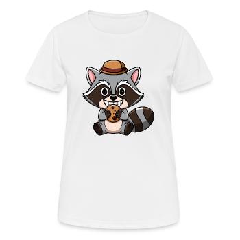 Chibi Kawaii Raton laveur - T-shirt respirant Femme - blanc - Devant - AI Model Female 172 dark (172cm)
