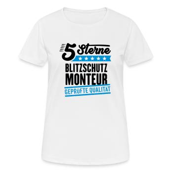 5Sterne Blitzschutzmonteur - Frauen T-Shirt atmungsaktiv - Weiß - Vorne - AI Model Female 172 dark (172cm)